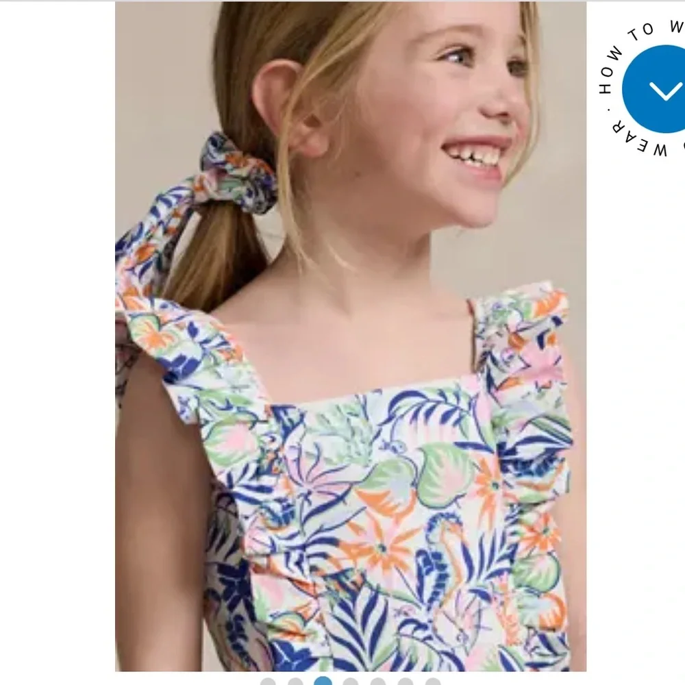 NWT Polo Ralph Lauren Girls Tropical Print Ruffled‎ Romper Multi-Color Summer